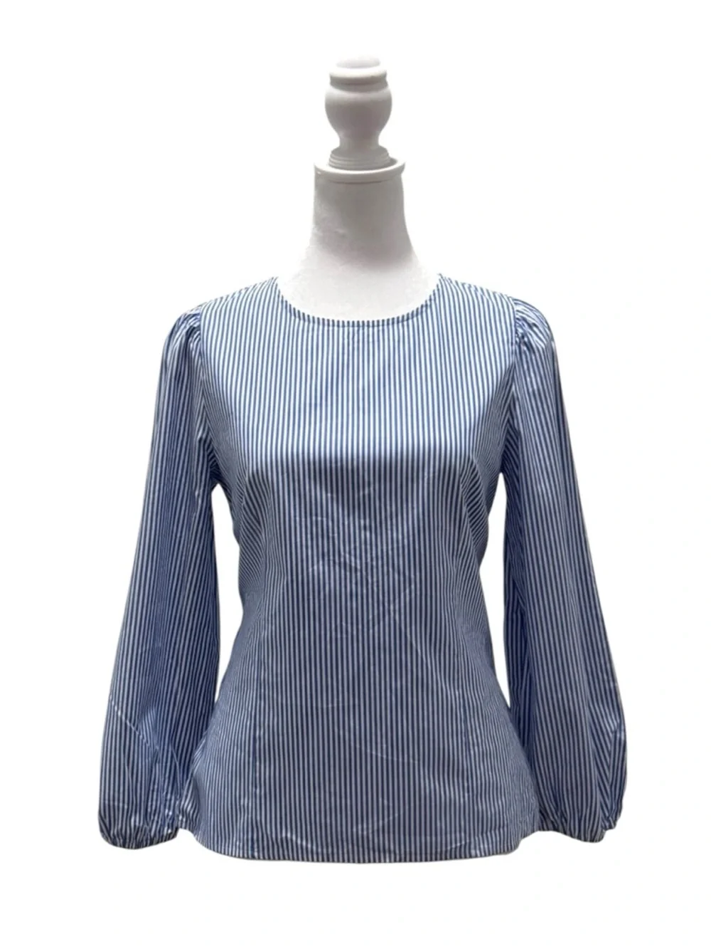J.Crew Blue White Striped Puff Sleeve Cotton Blouse Top Size 0